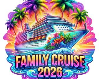 Family Cruise Vacation PNG Clipart | Sublimation Design (Digital Download)