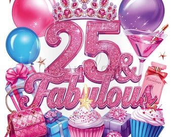 25th Birthday Clipart | Feliz Cumpleaños (Digital Download)