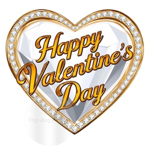 Gold Valentine&#39;s Day Heart Clipart: 300 DPI PNG Sublimation Digital Download Design