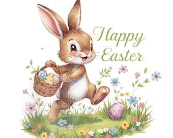 Easter Bunny Basket #3 | PNG Digital Download | Canasta de Conejito de Pascua