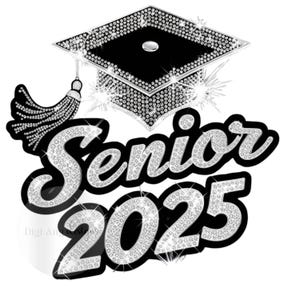 Senior 2025 Bling Sublimation Digital Download PNG Design for T-Shirts, Mugs & Crafts, 300 DPI Graduation Design