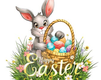 Easter Bunny Basket #2 | PNG Digital Download | Canasta de Conejito de Pascua