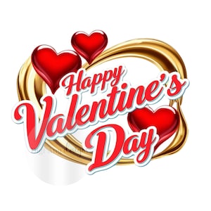 Red Hearts Valentine&#39;s Day PNG: Printable Art, Sublimation Design (300 DPI)