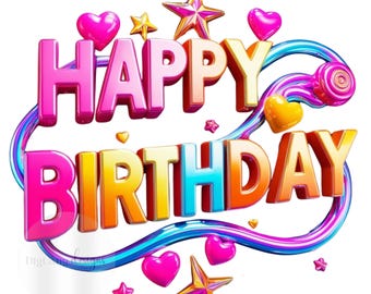 Birthday Watercolor | 300 DPI PNG Watercolor Sublimation Instant Digital Download | Feliz Cumpleaños