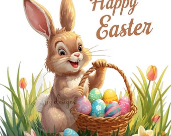 Easter Bunny Basket #1 | PNG Digital Download | Canasta de Conejito de Pascua