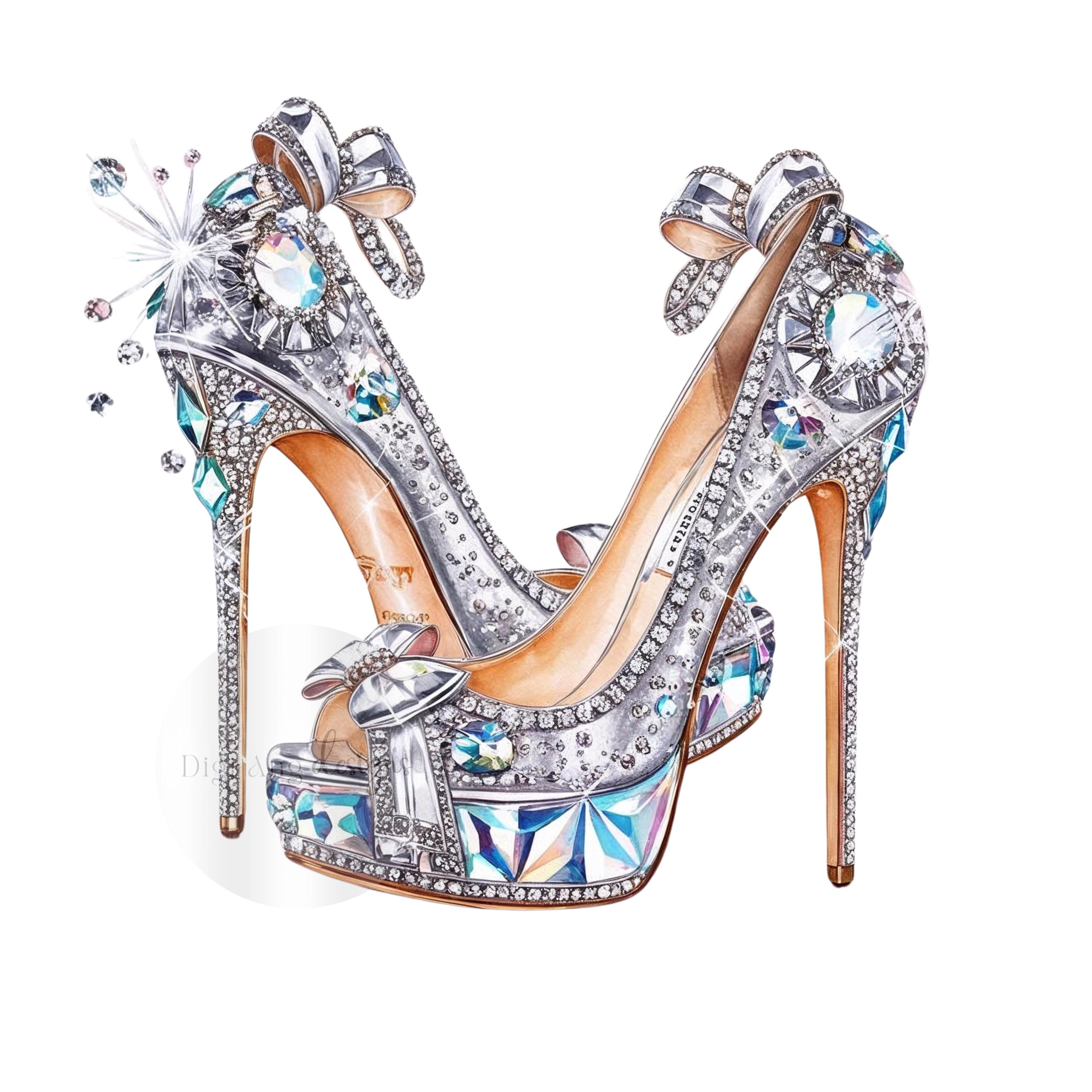Glass high heel shoe