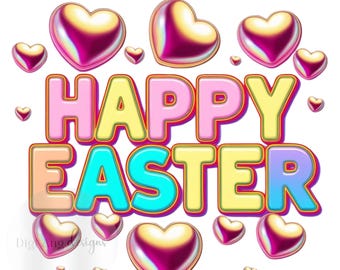 Easter Hearts PNG Digital Download | High-Quality 300 dpi for