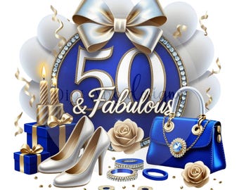 50th Birthday Gold Clipart | Feliz Cumpleaños (Digital Download)
