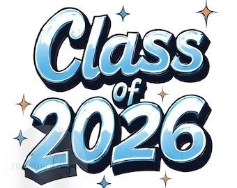 Class of 2026 Graduation, Blue White Watercolor | Digital Download PNG 300 DPI