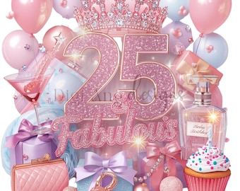 25th Birthday Clipart | Feliz Cumpleaños (Digital Download)