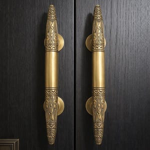 Solid Brass ART Deco Door Pulls Handles 27 cm Antique Brass