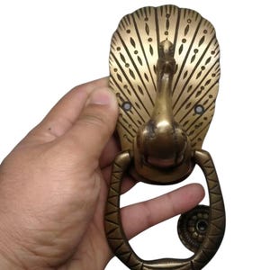 2 Knocker Brass Pulls Hooks Rustic Rough Hand Made Antique Brass