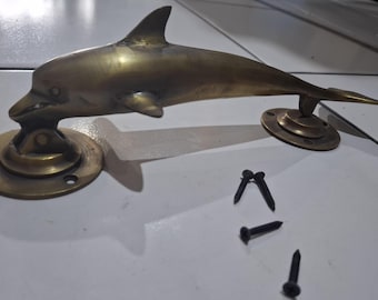 Solid Brass Dolphin Door Knocker - Antique Style (300mm)