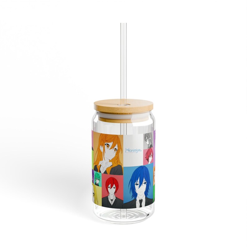 Colorful Horimiya Sipper Glass, Anime Sipper Glass, Anime Glass Cup, Cute Cup, Anime Gifts, Anime Cup, Manga, Iced Anime Cup, 16oz image 4