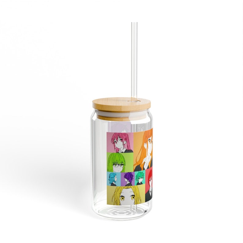 Colorful Horimiya Sipper Glass, Anime Sipper Glass, Anime Glass Cup, Cute Cup, Anime Gifts, Anime Cup, Manga, Iced Anime Cup, 16oz image 5