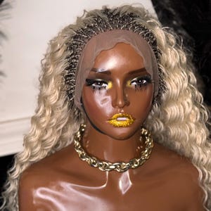 22in Curly Braided Wig for Black Women, Braided Wig for Women, Curly Wig for Women Blonde Braided Wig for African American