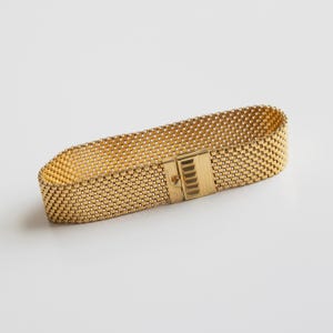 1940s-1960s Vintage Art Deco Herringbone Metal Mesh Bracelet