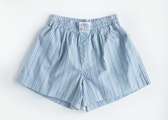 Short cotton boxer shorts with stripes – Summer Stripe Shorts – Unisex boxer shorts made from deadstock fabric 02/075/K/1_2