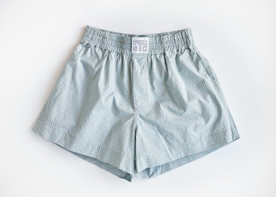 Checked short boxer shorts – Vichy check shorts cotton unisex – Handmade summer pants – Gender-neutral loungewear 01/030/K/1_2