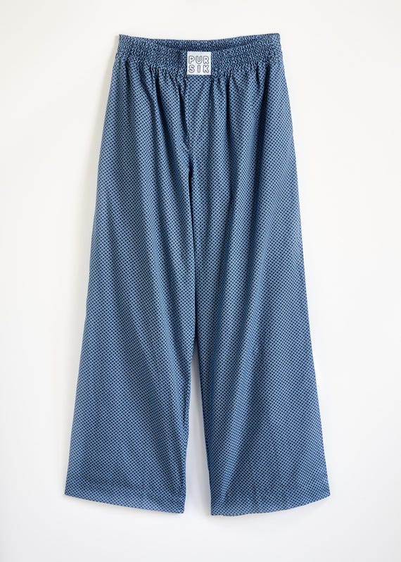 Long cotton boxers with retro pattern – Blue Pattern Pants – Unisex boxers made of deadstock fabric 02/061/L/2_3