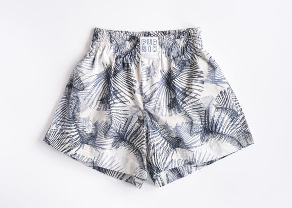 Boxer shorts – Palm Shadow Shorts – Summer shorts made of cotton – Unisex boxer – Made from deadstock fabric 02/079/K/1