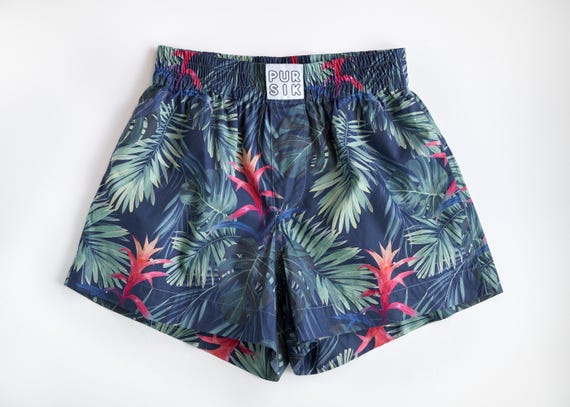 Tropical Boxer Shorts – Jungle Print Cotton Shorts – Unisex Boxers Made of Deadstock Fabric 02/071/K/2