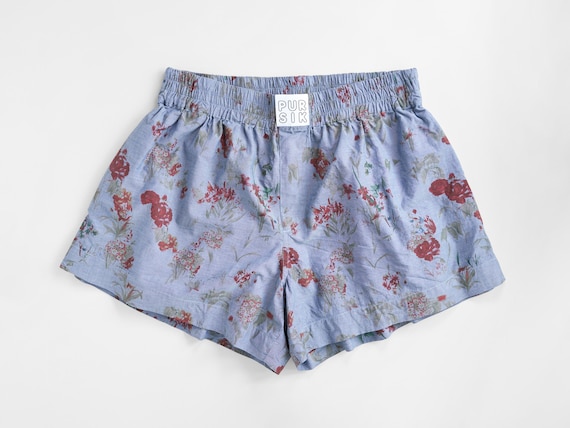 Short boxer shorts with floral pattern – unisex summer shorts made of 100% cotton, sustainable & handmade from deadstock fabric 01/047/K/3