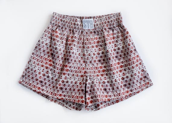 Ethnic pattern boxer shorts – Batik print shorts made of cotton – Unisex boxers made of deadstock fabric 02/062/K/2