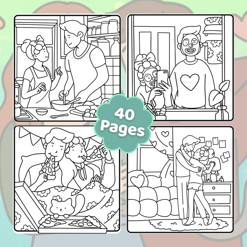 Fuzzy Hygge: Cute and Cozy Coloring Book for Adults & Teens Couple ...