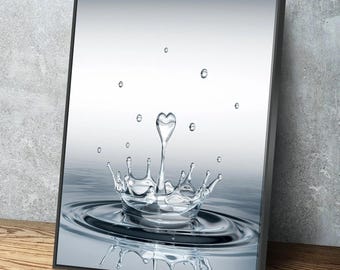 Décoration murale en forme de goutte d'eau en forme de coeur | Décoration murale de salle de bain | Impressions artistiques sur toile pour salle de bain | Décoration murale en toile