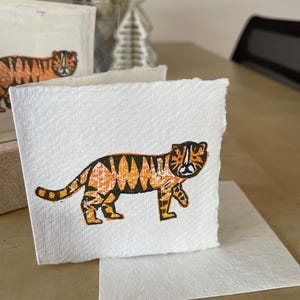 « Petit tigre ! » imprimé à la main mini carte de voeux - vierge à l'intérieur
