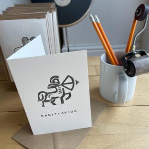 Archer/centaure Sagittaire linogravure et carte typographique - fait main sur commande
