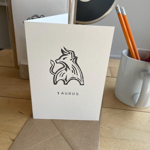 Toro il "Toro" Linoleografia e cartolina tipografica - fatta a mano su ordinazione