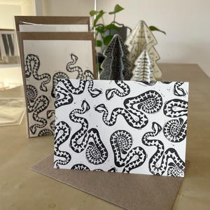 Cartão/bilhete "Cobra" impresso à mão - em branco por dentro