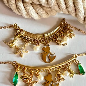 Little Mermaid Charm Necklace, Mermaid Necklace, Disney Inspired Necklace
