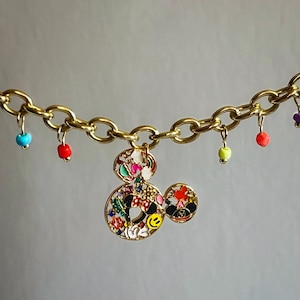 Micky Maus in Farbe Halskette, bunte Disney Halskette, Disney Charm Halskette