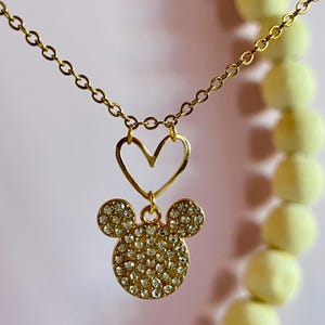 Mickey Mouse gold necklace. Disney inspired necklace.