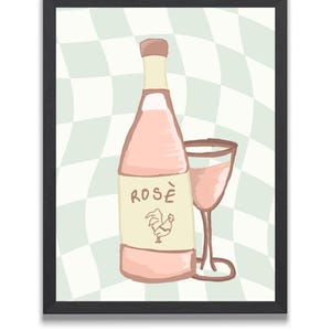 Hand drawn Rose Wine Print, chicken wine print, a3/a4