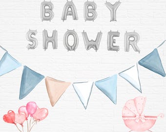 Globos con letras para baby shower, crea tu propia guirnalda de globos, globos con letras