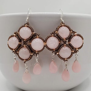 Quarterfoil Pink Quartz Earrings