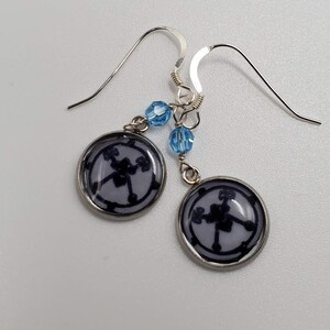 Tiny Sigil of Bael Earrings with Blue Crystal