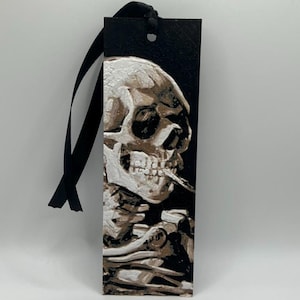 Van Gogh 3D-Printed Textured Bookmark - &quot;Skull of a Skeleton with a Burning Cigarette&quot;