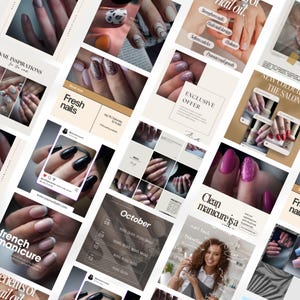 Nail Tech editable insta post templates 40 aesthetic nail salon post canva templates social media nail technicians ready made instagram post