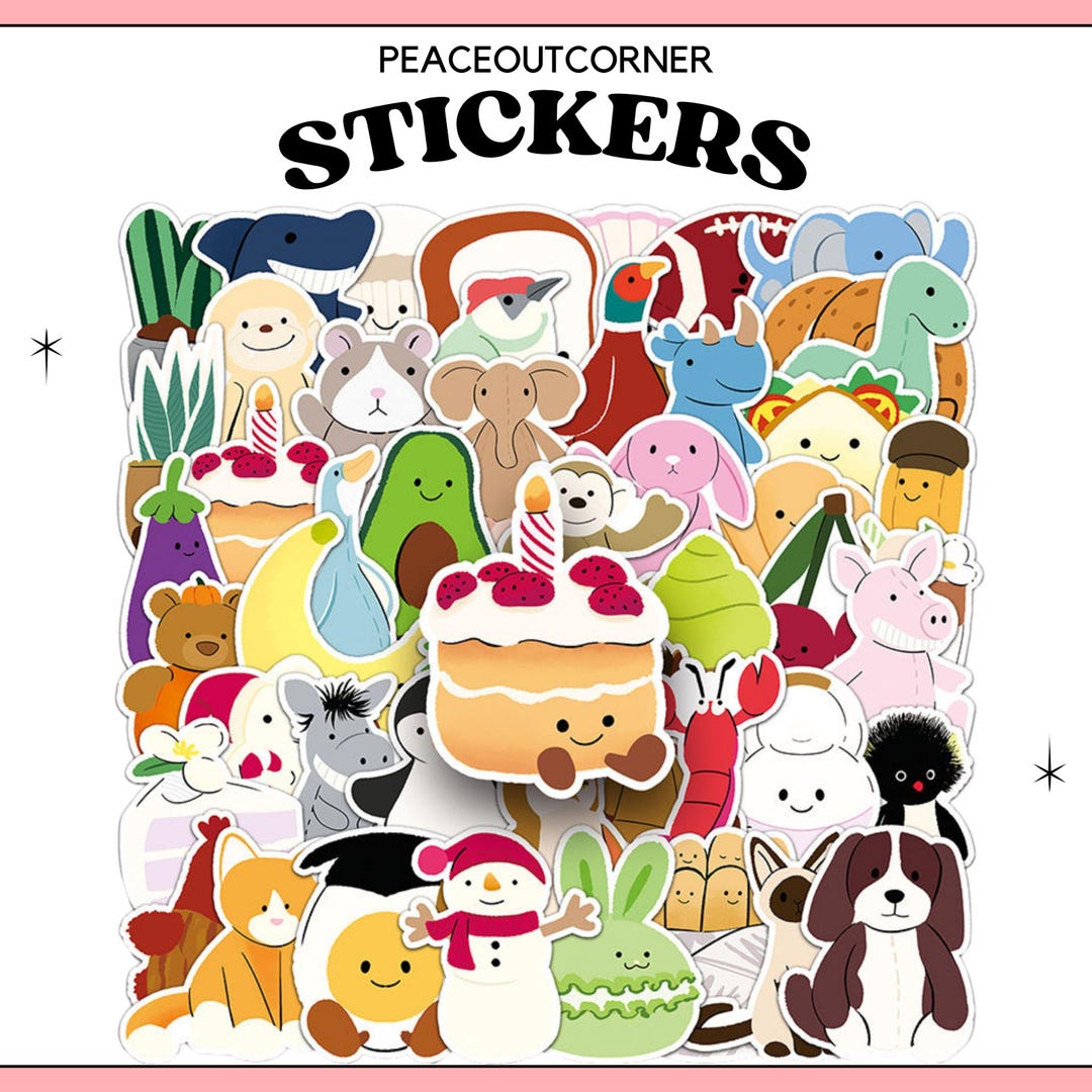 Sticker Plush 50PCS Jellycat-inspired Plush Stickers – Waterproof Vinyl Decals - Etsy
