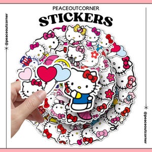 Sticker vinyle Hello Kitty - Sticker mignon Kawaii Sanrio, autocollant imperméable pour ordinateur portable et bouteille d'eau, autocollants pour téléphone, autocollants pour livres, décalcomanies