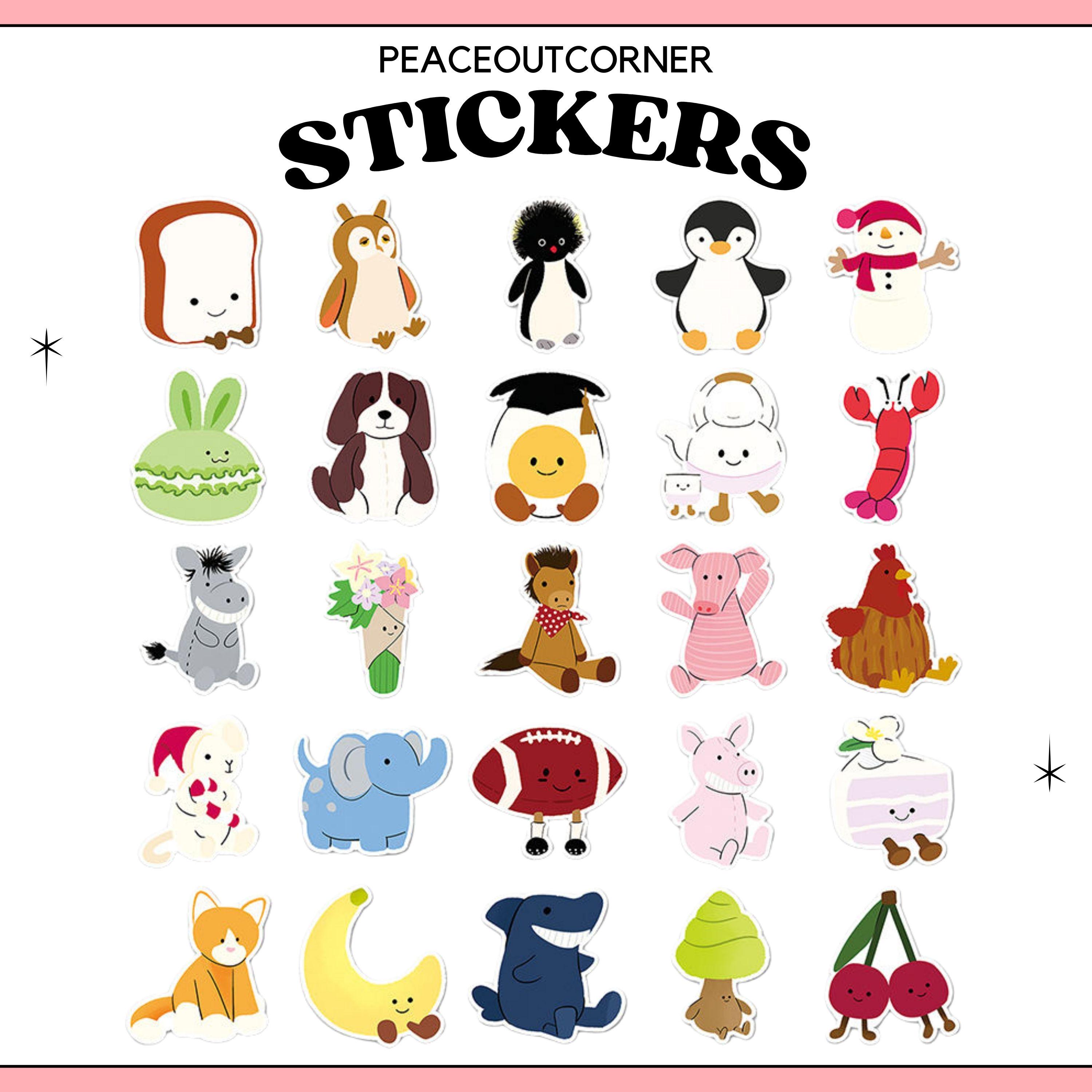 Sticker Plush 50PCS Jellycat-inspired Plush Stickers – Waterproof Vinyl Decals - Etsy