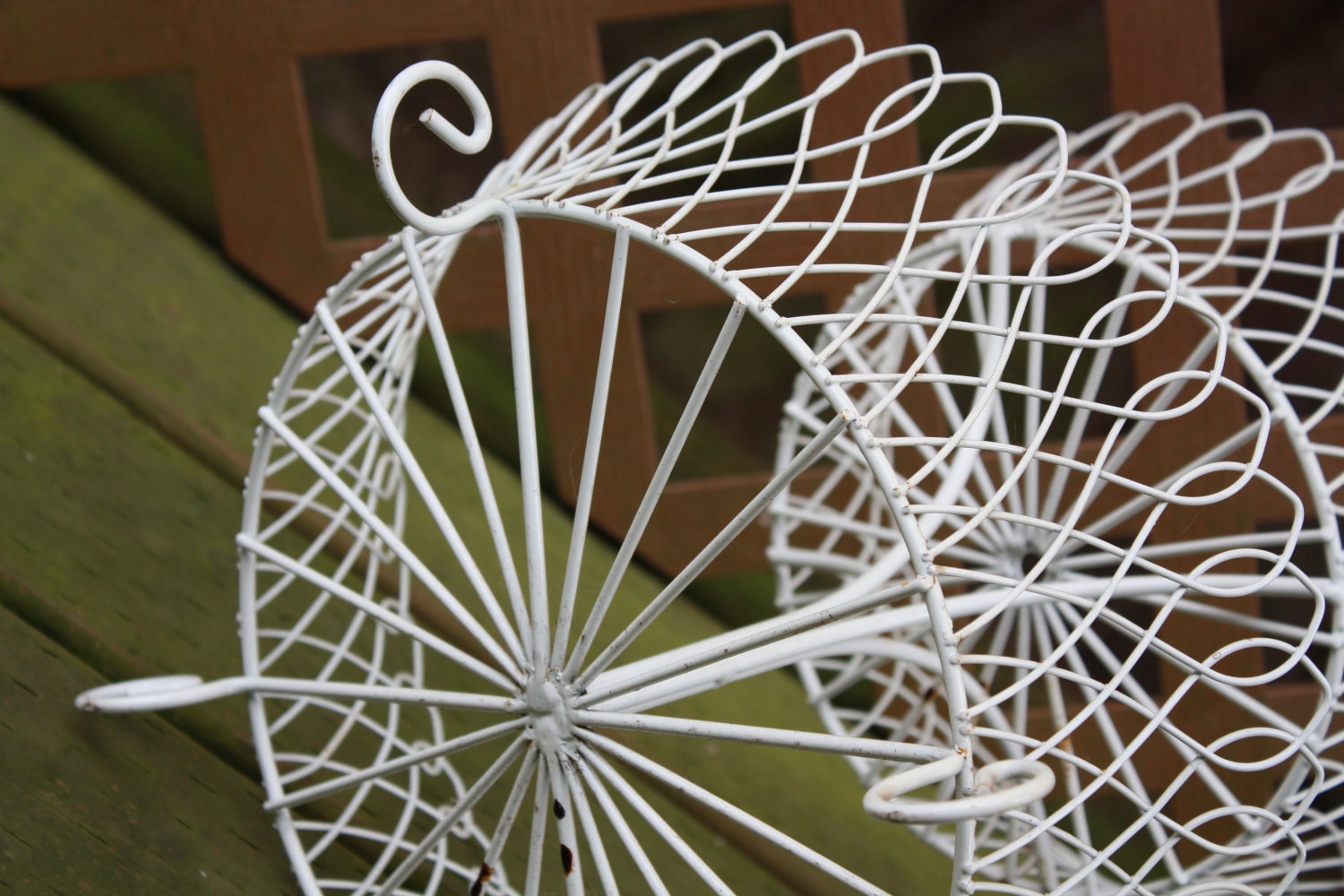 Vintage metal WIRE Fruit Basket white TWO TIER | Etsy