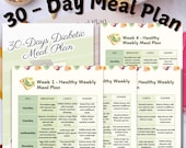 30-Day Diabetic Meal Plan, Diabetes-Friendly Recipes (Digital File)