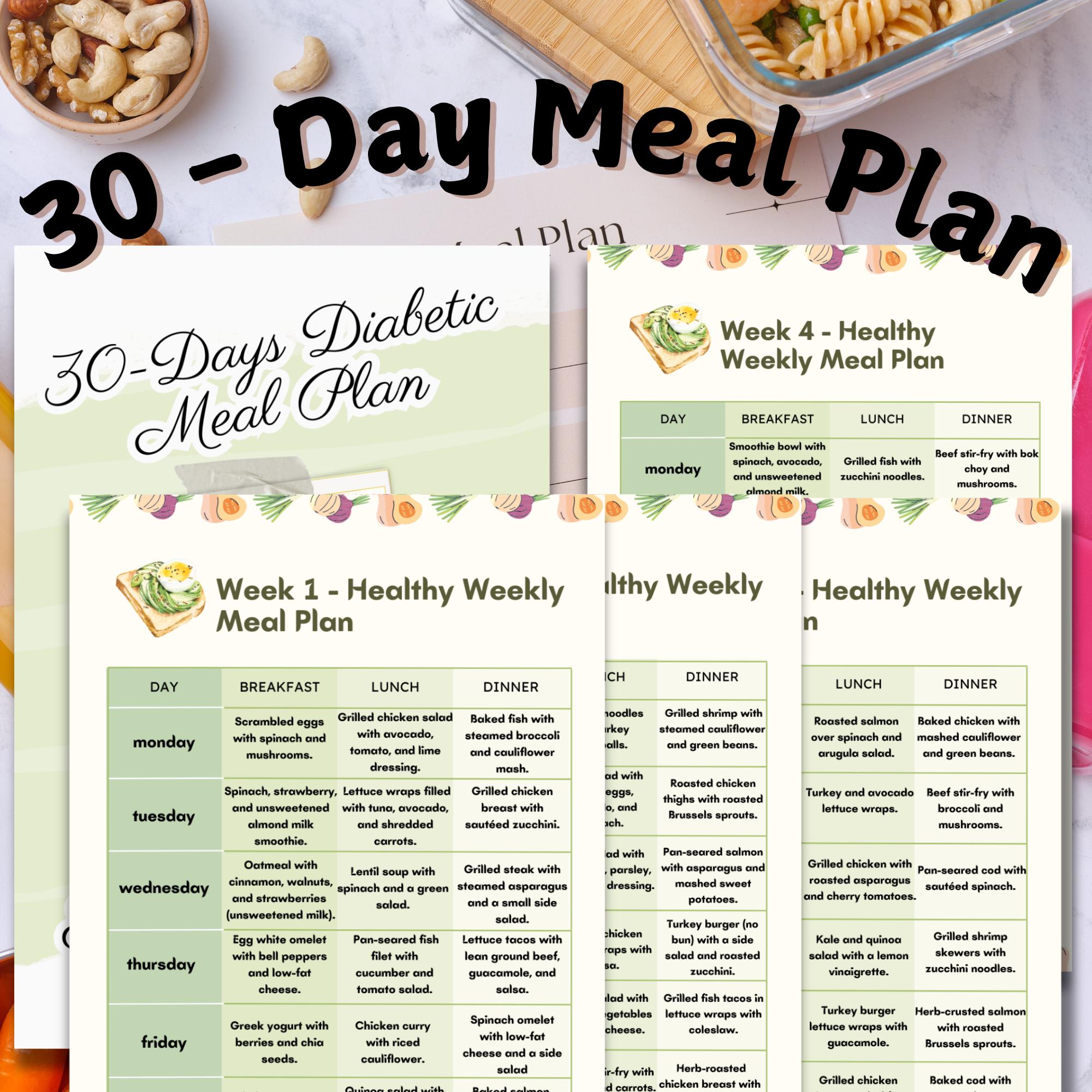 30 Days Diabetic Meal Plan, Diabetic Meal Ideas, Meal for Diabetics, Printable, Digital File, Helps You Make Diabetes-friendly Meal Plans - Etsy 30-days-diabetic-meal-plan-diabetic-meal-ideas-meal-for-diabetics-printable-digital-file-helps-you-make-diabetes-friendly-meal-plans-etsy