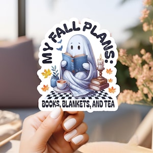Bookish Halloween Fall Clipart PNG, Trendy Cute Halloween Spooky Ghosts Cozy Bookish Library Sublimation Design for Stickers Shirts Clipart